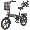 DYU Bici Elettrica Pieghevole 16, E-Bike Urbana per Pendolari | Motore 250W, batteria 36V 7,5Ah, autonomia fino a 60 km, altezza regolabile, display LED, freni a disco e cestino anteriore
