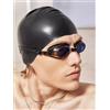 Generic Cuffia da nuoto extra large, cuffia da nuoto in silicone per donne e uomini, cuffia da nuoto per capelli lunghi e ricci (nera)