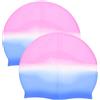 Mobestech 2 Pezzi Cuffia da Nuoto in Silicone, Lunga per Chioma | Design Semplice e Moda, Pratica da Indossare, per Nuoto e Spa, Colore Sfumato Rosa Azzurro