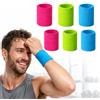 Generic Confezione da 6 polsiere in spugna per assorbire il sudore, per basket, tennis, palestra, corsa, allenamento, colori assortiti