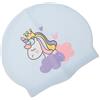 Cabilock Cuffia da Nuoto in Silicone Cartone Unicorno Blu per Adulti | Vestibilità Facile, Minore Attrito in Acqua, Comoda da Indossare e Togliere, per Famiglia