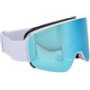 Generic Occhiali da Sci per Uomo e Donna Protezione Durevole Antiappannamento UV400 per Snowboard e Ciclismo Lenti per PC con Montatura Magnetica (montatura bianca lente blu)