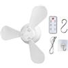 Generico Ventilatore da soffitto ricaricabile - Mini ventilatore portatile per tende | Ventilatori da soffitto con e telecomando per auto, camper, dormitori, tende, campeggio, spiaggia all'aperto