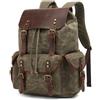 Baoblaze Zaino in Tela Cerata Zaino Vintage Zaino da Viaggio Zaino a Sacca Borsa da Trekking con Rifiniture in Pelle E Cuciture Rinforzate Spallacci Regolabili, Array, Verde Militare