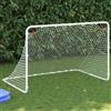 Plumbpyr Porta da calcio bianca, telaio in acciaio, 122 x 81 x 81 cm, con rete in poliestere, dispositivo di allenamento per bambini, ragazzi e club, trasportabile con ancoraggio a terra, per giardino