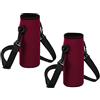 Generic Borsa a tracolla per bottiglie d'acqua, 80 x 230 mm, confezione da 2 pezzi, in neoprene, portatile, isolante, con tracolla regolabile, rosso vino