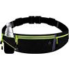 Generic Marsupio riflettente da corsa con porta cellulare e borraccia, ideale per allenamento, passeggiate, ciclismo, per uomini e donne, nero, Marsupio da corsa