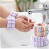 Generic 4pcs Fasce da polso per il lavaggio del viso Braccialetti da polso Asciugamani Bracciali per la cura della pelle Trucco Polsini da polso Spa Scrunchies