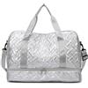 Generisch Borsa, grande borsa da viaggio con scomparto per scarpe, argento, Mass | Grande capacità, borsa sportiva alla moda, borsa da notte, zaino per weekend, bagaglio per le vacanze, donne,