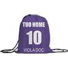 MOCHEIA SHOP Sacca a zaino Calcio Fiorentina, realizzata in Ottimo Poliestere, misura 30x40 cm, idea regalo tifosi Viola, Personalizzabile con nome e numero