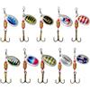 Generic Set di 10 esche girevoli con scatola per attrezzatura da pesca, kit di lame girevoli a coda dura in metallo per trota, pesce persico, luccioperca, pesce nero, salmone e luccio