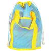 Generic Borsa tote in rete con coulisse con tasca frontale, sacca ad asciugatura rapida per articoli da toeletta, attrezzatura da nuoto e viaggi, Blu, Large, Zaino con coulisse