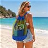 Generic Zaino in rete con coulisse per spiaggia e palestra, borsa da nuoto in rete grande, borsa sportiva traspirante, Blu, Taglia unica, Contemporane
