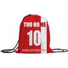 MOCHEIA SHOP Sacca a zaino per Palestra, Calcio, realizzata in Ottimo Poliestere, misura 30x40 cm, idea regalo tifoso del Monza, Personalizzabile con nome e numero