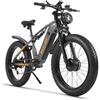 cysum C01 Bici Elettrica Uomo, 26 Pollici Bicicletta Elettrica A Doppio Motore, Batteria Agli Ioni Di Litio Da 48 V 20 Ah, Coppia Di 146 Nm, Fat E Bike A 7 Velocità, Sospensioni Complete