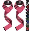 AQF Cinghie Sollevamento Pesi con Neoprene Imbottito - Straps Palestra Antiscivolo per Deadlift, Trazioni, Bodybuilding (Impugnatura in gel rosa)
