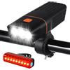 DEARMAMY Luce Frontale per Bicicletta Ricaricabile 18650, 2400mah Nero | Tre Modalità di Illuminazione, Supporto Orientabile, Montaggio senza Attrezzi, Interfaccia Usb, PC e Silicone