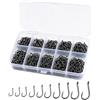 Generic 300 piccoli ami da pesca circolari in acciaio ad alto tenore di carbonio, assortimento di 10 misure, per pesca in acqua salata, acqua dolce e ghiaccio