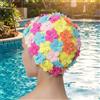 Generic Cuffia da nuoto da donna con strass floreali 3D ricamati a mano - Protezione per capelli per sport acquatici