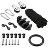 GLEAVI Kit Trolley Ancoraggio Kayak Canoa Cleat e Supporto | Nylon e Metallo, Pulegge e Pad Eyes Inclusi, Viti e Well Nuts, Nero, per Acqua All'aperto