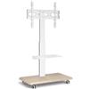 Benza Supporto TV regolabile in altezza Ibbenzoa® con 4 ruote a 360° e funzione girevole, per televisori da 26 a 65 pollici (standard VESA 100x100-400x400), con capacità massima di 35 kg, altezza regolabile da 1055 a 1355 mm, piano di appoggio in legno