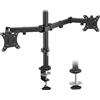 Benza Supporto per monitor doppio Ibenzoa®, per 2 monitor da 13-32 pollici, standard VESA 75x75/100x100, capacità di carico per braccio: 10 kg, regolazione in altezza: 410 mm, estensione: 460 mm, fissaggio da tavolo con morsetto o montaggio passante