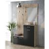 Cosma Mobile ingresso con cappelliera specchiera appendiabiti e 2 ante contenitive di colore Rovere chiaro e Antracite mod. Smeraldo