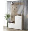 Cosma Mobile ingresso con cappelliera specchiera appendiabiti e 2 ante contenitive di colore Rovere chiaro e Bianco mod. Smeraldo