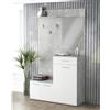 Cosma Mobile ingresso con cappelliera specchiera appendiabiti e 2 ante contenitive di colore Cemento chiaro e Bianco mod. Smeraldo
