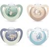 NUK First Choice Day & Night Succhietti per Bambini | 0-6 Mesi | Succhietti Ortodontici che si Illuminano al Buio | Calma il 99% dei bambini** | Assortiti | Confezione da 4