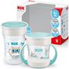NUK Magic Cup e Mini Magic Bicchiere Antigoccia Duo Set | Bordo anti-rovesciamento a 360° | 6+ mesi | Senza BPA | 230 ml & 160 ml | Turchese