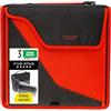 Five Star 29296CE8 - Raccoglitore a 3 anelli, cucito, con custodia imbottita rimovibile, colore: Rosso/Nero