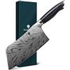 SANMEIHO Mannaia da Cucina Giapponese 18cm Acciaio in Polvere | Coltello Cucina Coltello Professionale 63 HRC Ultra Affilato 12°, Manico Pakkawood Multiuso per Carne, Pesce e Verdure