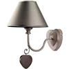 GICOS SRL Lampada Applique Parete Decoro Cuore Pendente 20x33 cm Tortora