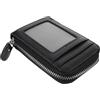 COLLBATH Porta Carte di Credito in Pelle Vera Cerniera, Organizer Compatto Unisex Nero per Viaggi, Porta Carte Resistente e Sicuro