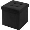 WOLTU Sgabello Pieghevole Sedia a Cubo Pouf Cassapanca Poggiapiedi Panche Contenitore con Coperchio Rimovibile in Velluto MDF Nero