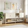 [en.casa] Credenza Bassa a 3 Ante Mobile Contenitore con Ripiano Aperto e 6 Scomparti Madia Buffet Dispensa per Cucina Sala da Pranzo Soggiorno 160 x 40 x 80 cm - Bianco Crema