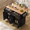 Huayz Isola cucina - Armadio da cucina con piano di lavoro pieghevole, 120x46(70)x91 cm, con ruote e gambe in legno intercambiabili, per cucina e sala da pranzo (nero)