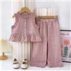Bear Leader Set due pezzi estivo da ragazza rosa con top monopetto senza maniche e pantaloni casual, nuovi set per bambini, vestiti per bambini