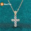NeeTim 3mm D VVS1 Collana con croce Moissanite per donna Lab Diamond Argento sterling 925 Ciondolo da sposa Collane certificate GRA
