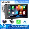 VENBES Autoradio con CarPlay e Android Auto Touchscreen da 7 pollici 1 DIN Supporto BT 5.0 Mirrorlink Telecamera di backup