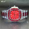 Missfox Orologio di lusso da uomo Quadrante rosso Iced Out Diamond Hip Hop Orologio al quarzo impermeabile da uomo Orologio da uomo con diamanti quadrati 2025 Nuovo