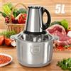Vremota Tritacarne elettrico da 5 litri Frantoio per alimenti a 3 velocità Acciaio inossidabile Multi potente Affettatrice per verdure Processore Chopper Frullatori da cucina