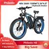NONE Bici elettrica Philodo H8 1500W * 2 Doppio motore 48V 26Ah 26*4.0 "E-bike Mezza torsione Acceleratore Freno idraulico a 21 velocità 65 km 56 km/h