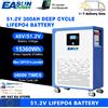 EASUN POWER Batteria LiFePO4 EASUN 51.2V 300Ah 100Ah con Bluetooth, BMS 16S, oltre 6000 cicli, Batteria al Litio 48V Powerwall 5KWH 15KWH
