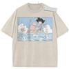 Bandai T-shirt Unisex Vintage Beige Lavato Dragon Ball Goku Slowpoke, Tessuto di Alta Qualità per Casa, Tempo Libero, Viaggi, Shopping