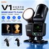 Godox Flash per Fotocamera Godox V1 Mid TTL con Testa Rotonda, HSS Wireless Speedlite con Batteria Li-ion per Fotocamere DSLR Canon, Sony, Nikon, Olympus, Fuji