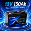 NONE Batteria LiFePO4 12V 150Ah potenziata 1920Wh a ciclo profondo con BMS integrato per camper, sistemi solari domestici, motori marini e da traino