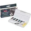 Derwent Tinted Charcoal Set di 12 Colori a Carboncino Acquarellabili e Sfumabili, Include 1 x Astuccio Portatile, 5 x Tavolozze, 1 x Mini Waterbrush ed 1 x Spugna per la Pulizia
