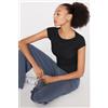 Tezenis T-shirt Scollo Barchetta Cotone Costine Donna Nero